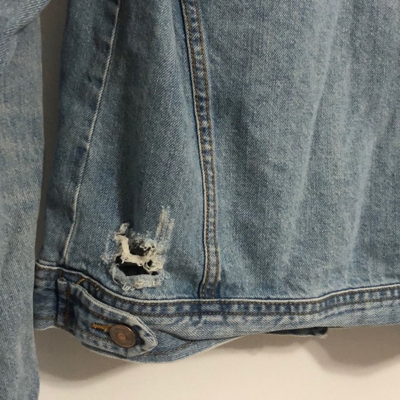 FOREVER 21 Distressed Denim Jacket Light-wash Blue - Picture 9 of 11